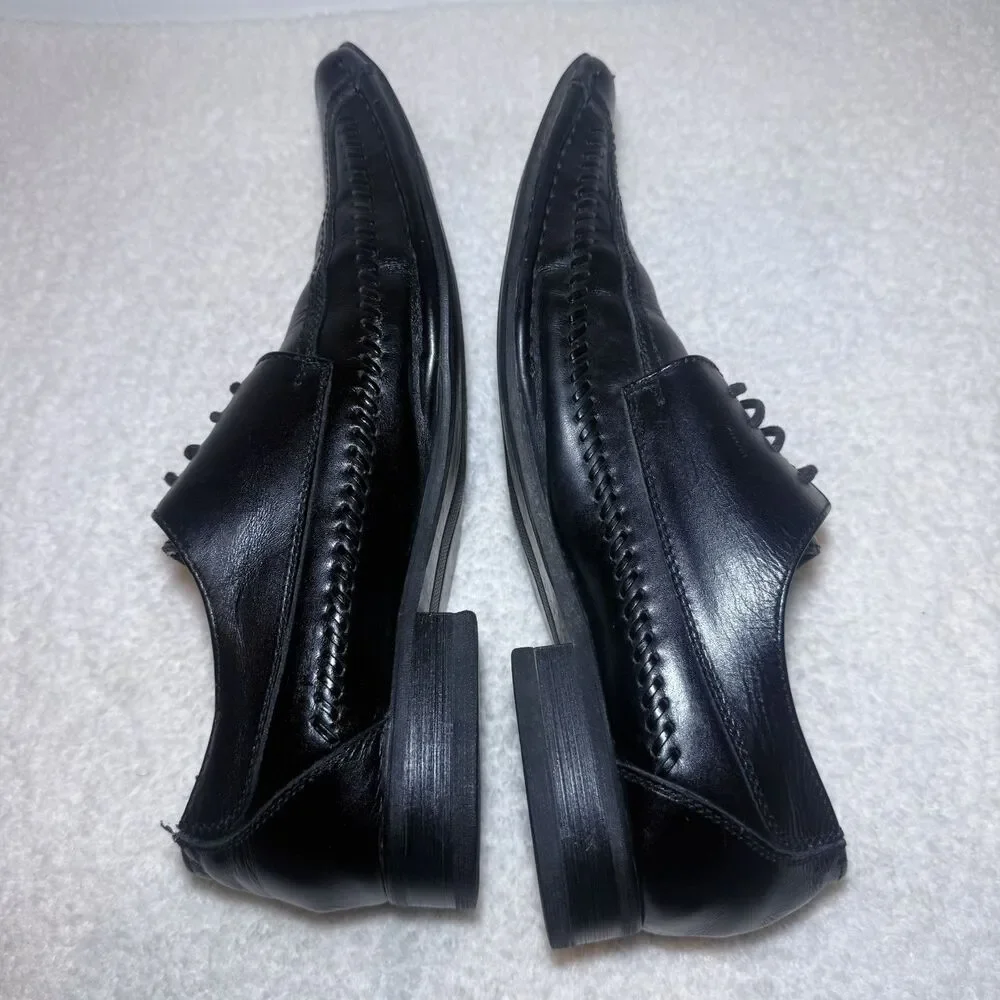 Giorgio Brutini Dress Shoes Mens 9.5W Oxford Black Leather Square Toe 159001 - Picture 5 of 9